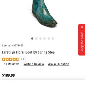 Spring Step Blue Heeled Boots with Vintage Flair